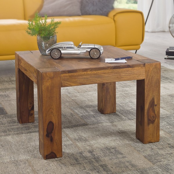 Finebuy Couchtisch 60 Cm Holz Tisch Massiv Sheesham Beistelltisch Holztisch-image