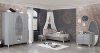 Jugendzimmer Set Bett Kleiderschrank Nachttisch Kommode Mit Spiegel MöBel 4Tlg