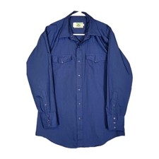 VTG Mesquite Mens Western Blue Pearl Snap Shirt Size XL Yoked Rodeo Cowboy USA