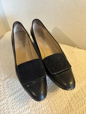 Salvatore Ferragamo Women’s Black Leather And Suede Loafers Sz 8 1/2 AAA
