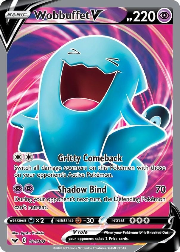 Wobbuffet V - 191/202 - Pokemon Sword & Shield Base Set Full Art Rare Card NM