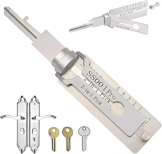 Key Decoder 2 In 1 Portable Lock Picking Set Hook And Pickup Tool Kit Ergonomic