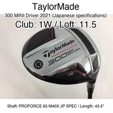 TaylorMade 300 MINI Driver 2021 (Japanese specifications) 1W Driver 11.5 43.5" P