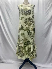 CMC Color Me Cotton MIDI Dress SM. Ruffled Bottom Green Leafs  TROPICAL RESORT