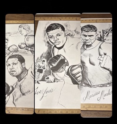 LOT of 3 Prints ART Poster R Carson Boxing Archie Moore Joe Louis Manassa Mauler
