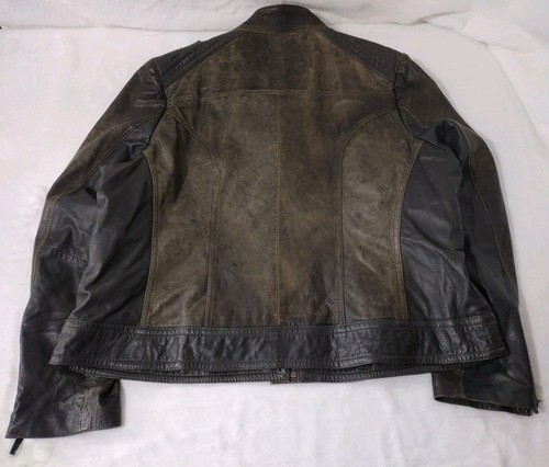 Bernardo Cafe Racer Style Leather Jacket Women's Sz 2XL Brown with Grey Insets - Picture 8 of 16