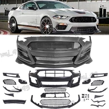 Front Bumper Cover Grille Lip Conversion GT500 Style Fit 2018-2023 Ford Mustang