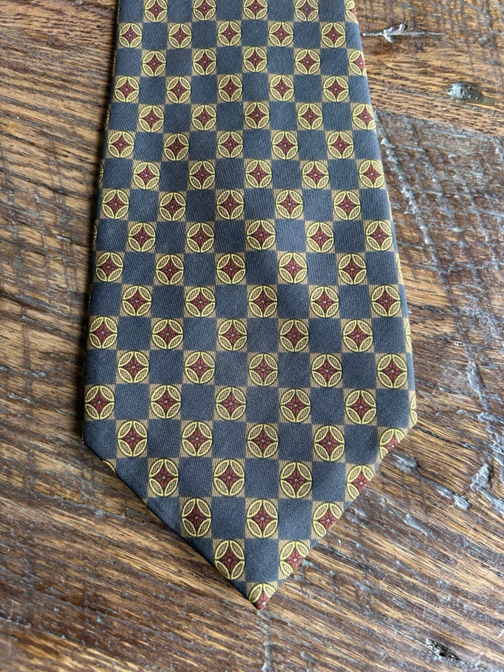 Corbata de seda de lujo COACH para hombre 100 % seda italiana 57" de largo azul marino geométrica hecha en EE. UU. Foto 2 de 4