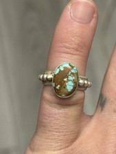 STERLING SILVER NATIVE AMERICAN SW NUMBER 8 TURQUOISE BAND RING SZ 7 .925 8