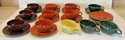 Vintage Roseville Raymor Ben Seibel Design Set of 12 Cups and 13 Saucers