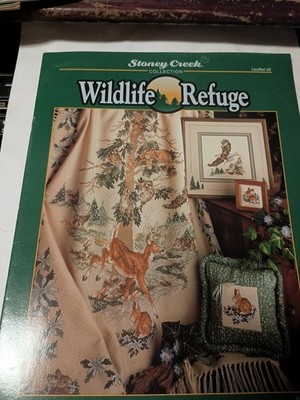 Wildlife Refuge Cross Stitch Stoney Creek Deer Rabbit Eagle Birds Bear Afghan E1