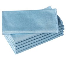 6 Pack Microfiber Glass Cleaning Cloths 16 x 16 in Blue Lint Free Window Mirror