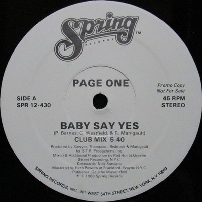 Page One - Baby Say Yes (12'', Promo) (Very Good Plus (VG+)) 3075142735