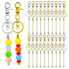 40 Pcs Beadable Keychains Bulk Kit - DIY Keychain Making Supplies, Gold Silver