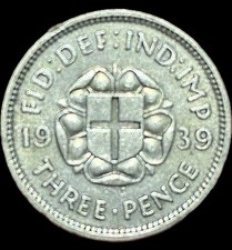 1939 Great Britain UK Threepence UNC SILVER
