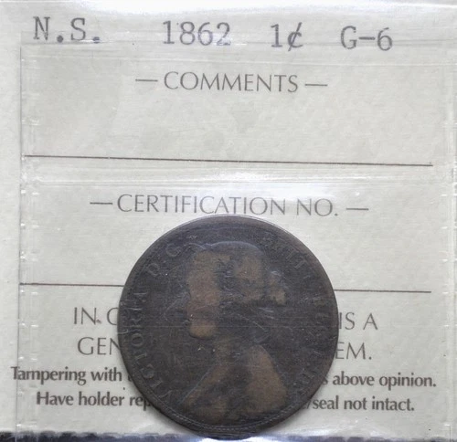 1862 Nova Scotia One Cent — photo from the most recent tracked eBay sale