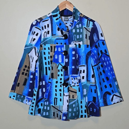 Simply Art by Dolcezza Jacket Size Small Artsy Wearable Art To Wear City Stories