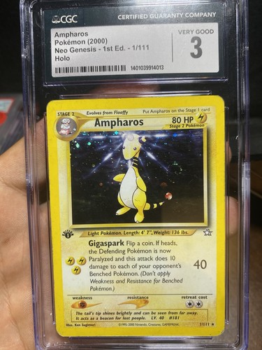 Ampharos (1st Edition) graded CGC 3 for sale on eBay