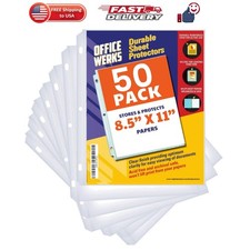 50 Pack Clear Sheet Protectors for 3 Ring Binder, 8.5 x 11, Reinforced
