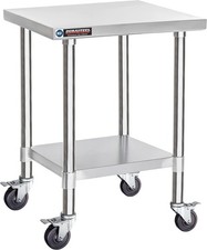 24x24 NSF Stainless Steel Cart Work Table - Heavy Duty Rolling Food Prep Table -