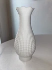 VTG Large White Milk Glass Hurricane Corn Row Lamp 10”Hx3.25”W Top, 3” Base