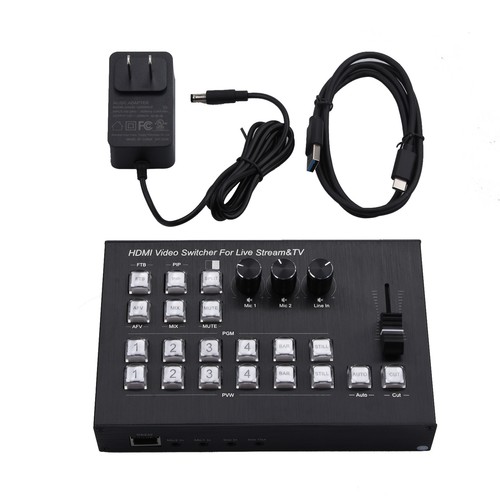 4K Video Switcher 4 HDMI Camera Streaming Live Production Broadcasting Station - Afbeelding 5 van 15