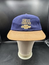Vintage Chevy Trucks Snapback Hat USA Made Blue Brown Cap