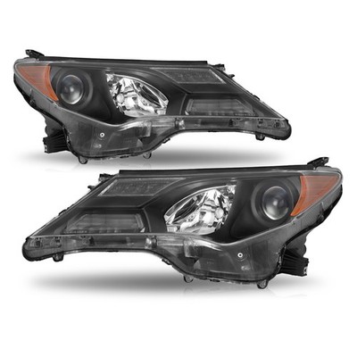 For 2013 2014 2015 Toyota RAV4 RAV-4 Black Headlights Assembly Headlamps Pair