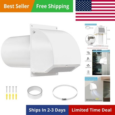 6 Inch Hooded Wall Vent Cover with Screen and Damper, 14GA/2MM Thick Heavy-Du...