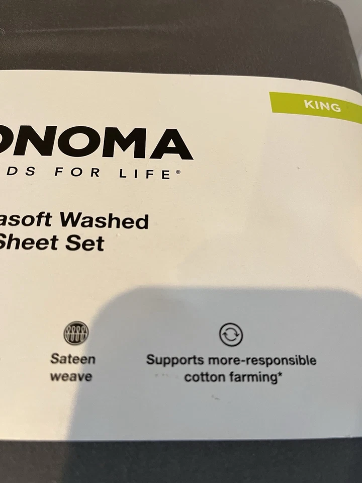 Juego de sábanas de algodón Sonoma Goods For Life ultrasuave lavado 4 piezas carbón king Foto 3 de 4