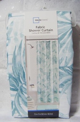 Mainstay Fabric Shower Curtain 72''X72'' Palm Prints New (ii/8969)