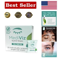 Gentle Tea Tree Eyelid Wipes - 30 Alcohol-Free Towelettes for Sensitive Skin