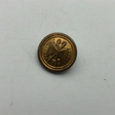 Uniform Button Unknown Symbol Logo Vintage Antique 1/2" Mystery HELP Brass Tone