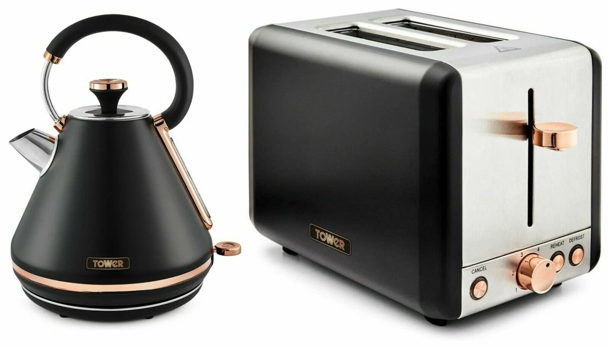 Black and rose gold kettle and toaster cheap