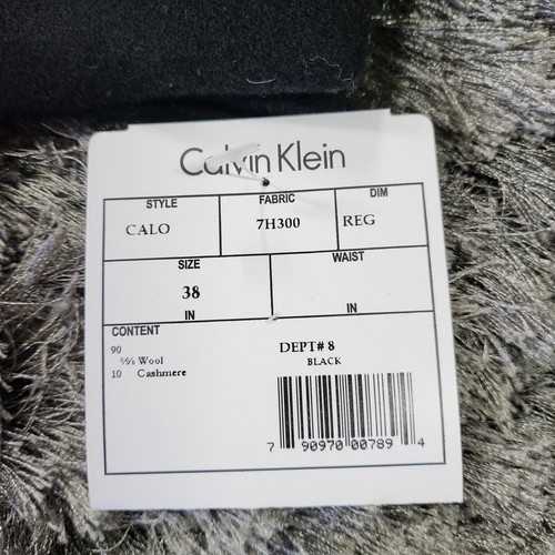Calvin Klein Calo Peacoat Mens 38R Black Wool Cashmere Full Length Pockets NWT - Picture 2 of 23