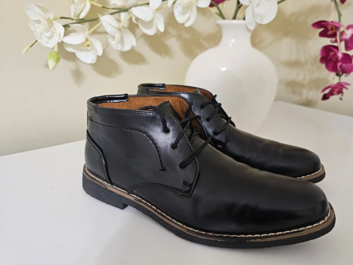 Deer Stags Youth Boys Zeus Black Lace Up Memory Foam Chukka 