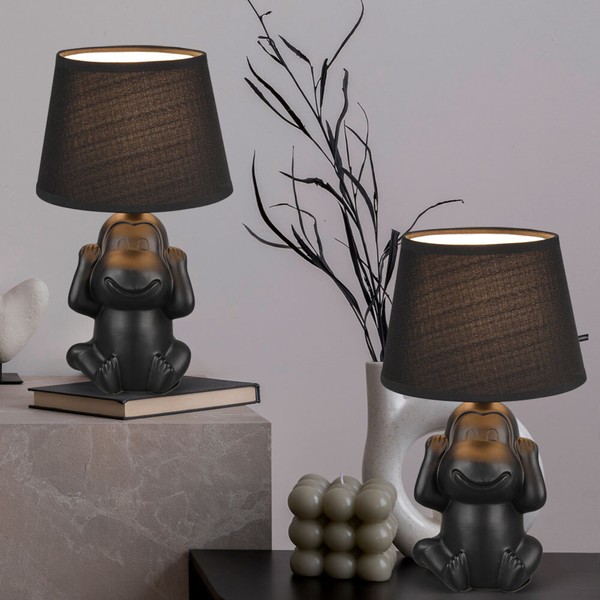 Tischlampe Tischleuchte Esszimmerlampe Leselampe 1 Flammig Affe Keramik 2Er Set-image
