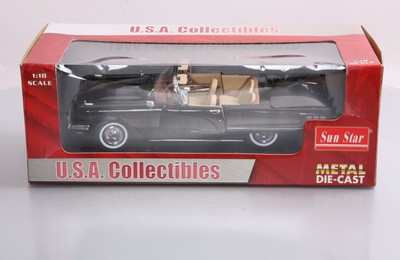 Sun Star 4313 1:18 Raven Black 1960 Ford Thunderbird Open Convertible Die Cast