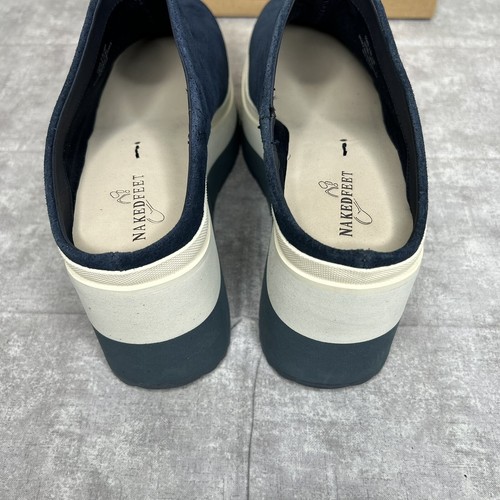 Naked Feet Coach Navy Preppy Platform Leather Clogs Womens 9.5M - Picture 5 of 14