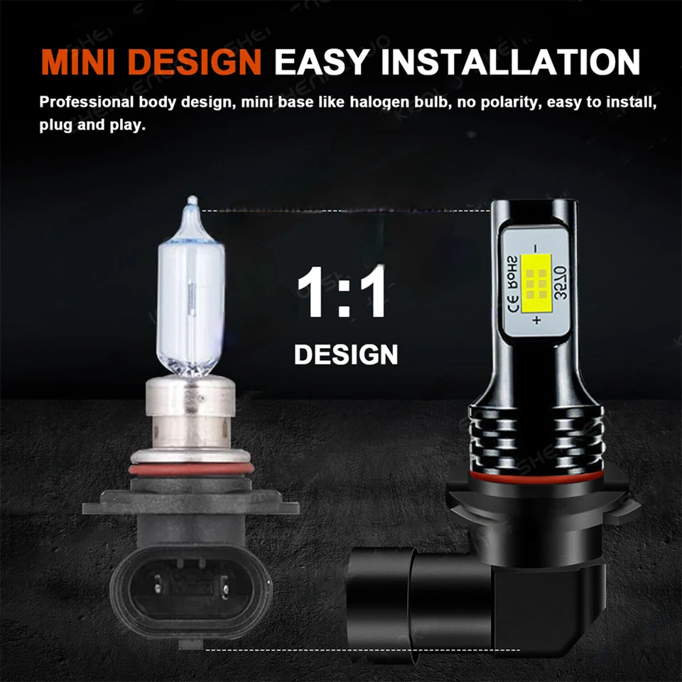 For Toyota Highlander 2001-2007 LED Headlight High Low Beam Bulbs WHITE Combo - Image 3 of 4