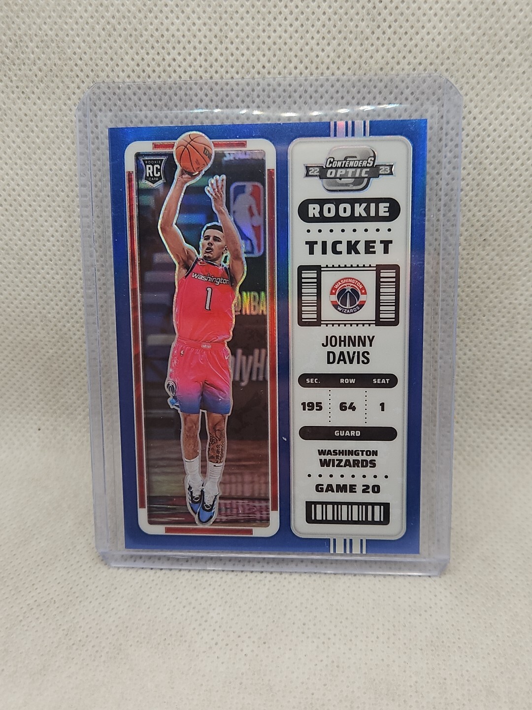 2022/23 PANINI CONTENDERS OPTIC JOHNNY DAVIS ROOKIE RC /99 BLUE #13 WIZARDS