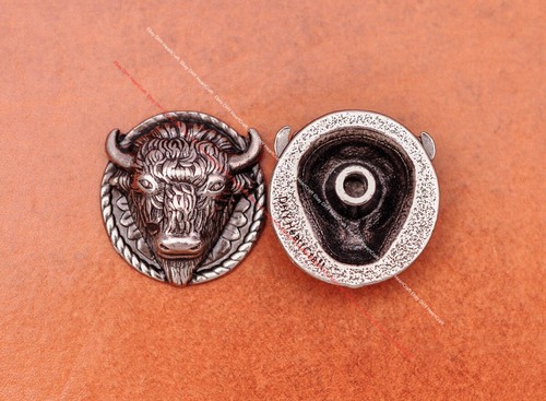 10 PIEZAS Enorme Cabeza de Búfalo Cabeza de Cuero Artesanía Cinturón Silla Occidental Tack Concho - Imagen 7 de 9