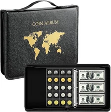 1 Coin Collection Book Holder for Collectors, 200 Pockets Coins Collecting Album