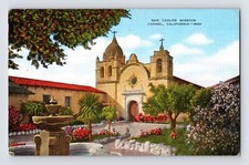 Postcard California Carmel CA Mission San Carlos Borromeo 1950 Posted Linen