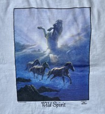 Vintage 1993 Wild Spirit Horse Art T Shirt by Jim Warren Size XL Single Stitch