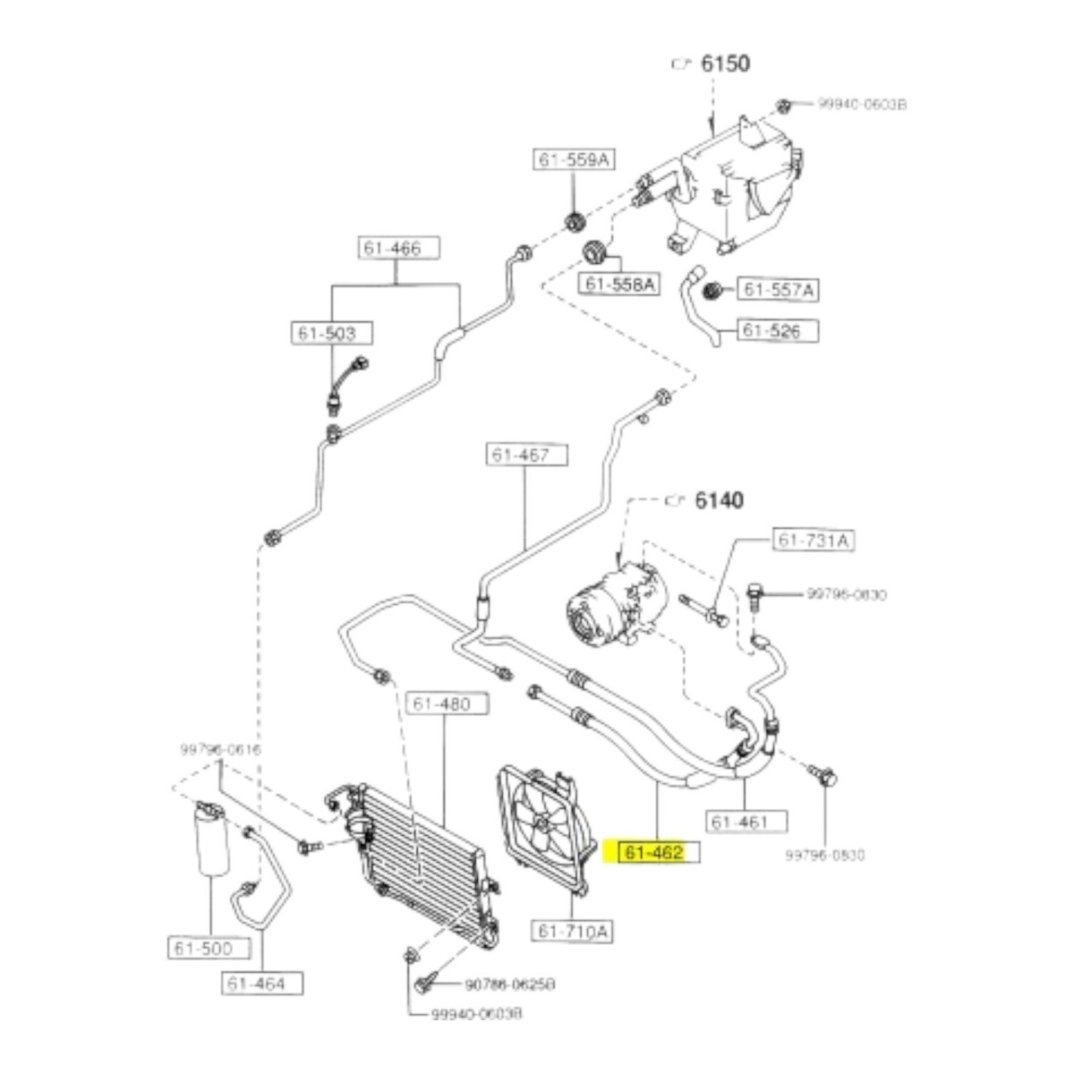 94-97 Mazda Miata OEM NA8 AC Air Condition Low Lo Side Suction