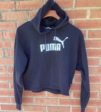 PUMA YOUTH GIRLS BOYS KIDS BLACK LOGO HOODED SWEATSHIRT HOODIE M MEDIUM EUC