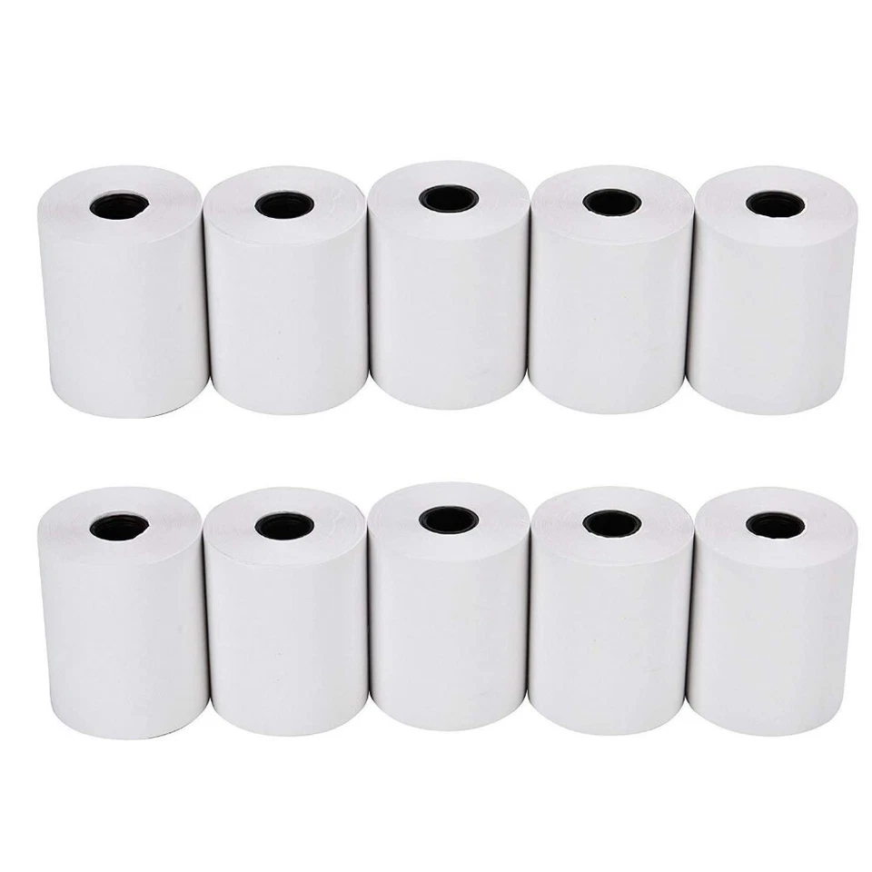 Estojo de 50 rolos 2 1/4" x 85' caixa registradora térmica cartão de crédito papel de recibo PDV - Imagem 2 de 4