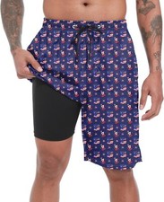 Quick Dry 2 in 1 Mens Swim Trunks with Compression Liner Stretch Board Shorts