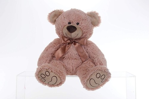 PAWS SOFT TOY SUPERSOFT CUDDLY BEIGE SITTING TEDDY BEAR WITH RIBBON - Picture 3 of 3